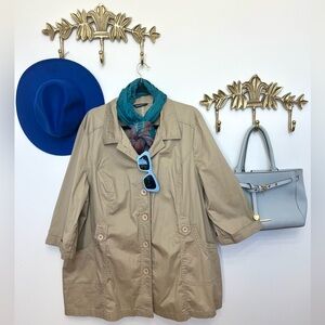 Spring beautiful cotton trench jacket 2X ptp 26” l 31”